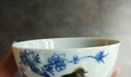 景德镇陈晋铭经草堂手绘宋人画意大茶碗